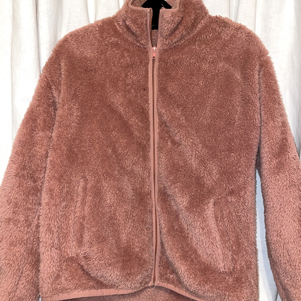 Mauve Fuzzy Zip-Up Jacket